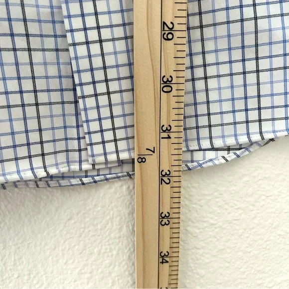 Stantt NEW Performance Tech Stretch Shirt Blue Black Tattersall Size 17.5 34/35 - Picture 10 of 13